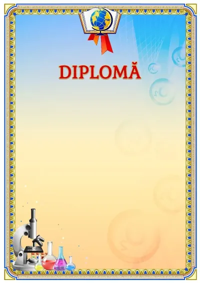 Șablon de diplomă școlară «Puterea chimiei»