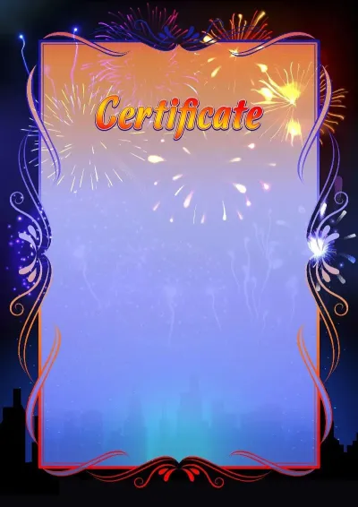 Artistic certificate template 'Fireworks Lights'