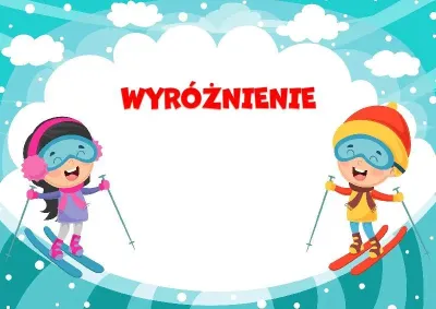 Szablon dziecięcego wyróżnienia «Zima na nartach»