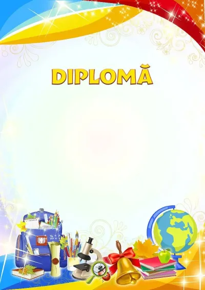 Șablon de diplomă școlară „Culori vii”