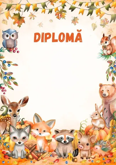 Șablon de diplomă pentru copii „Păzitorii Pădurii”