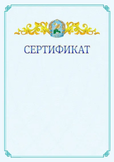 №15 ресми сертификаттың үлгісі