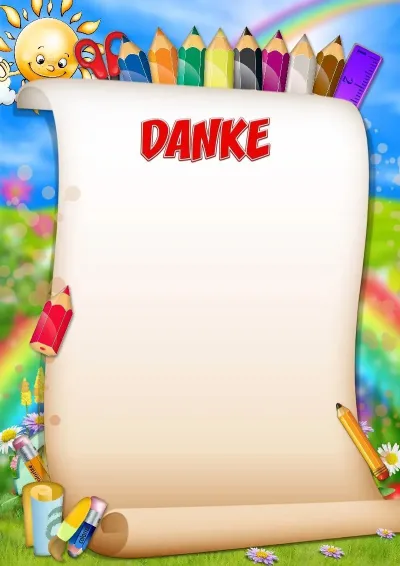 Vorlage Dankschreiben „Lustige Buntstifte“