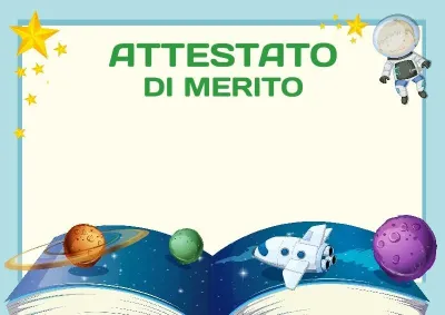 Modello di attestato per bambini «Spazi cosmici»