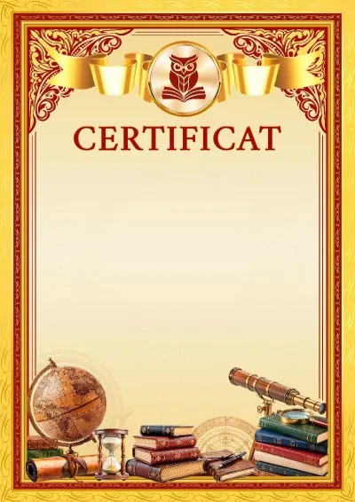 Șablon de certificat școlar „Culmile măiestriei”