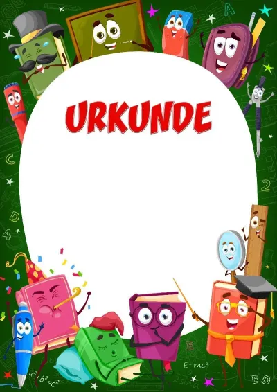 Kindervorlage für eine Urkunde «Lustige Lehrbücher»