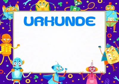 Kinder-Urkundenvorlage «Lustige Roboter»