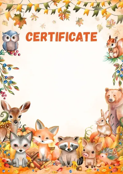 Children's certificate template «Guardians of the Forest»
