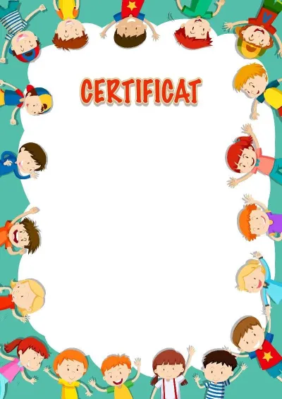 Șablon de certificat pentru copii „Copiii din întreaga lume sunt prieteni”
