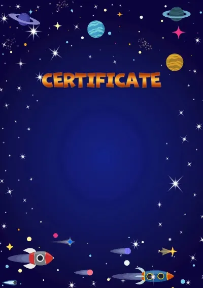 Children's certificate template 'Space Flight'
