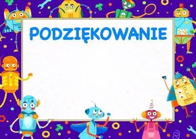 Szablon dziecięcego podziękowania «Zabawne roboty»