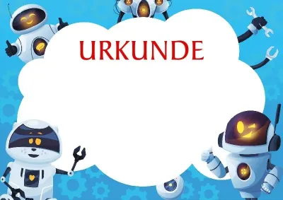 Kindervorlage für Urkunde „Lustige Roboter“
