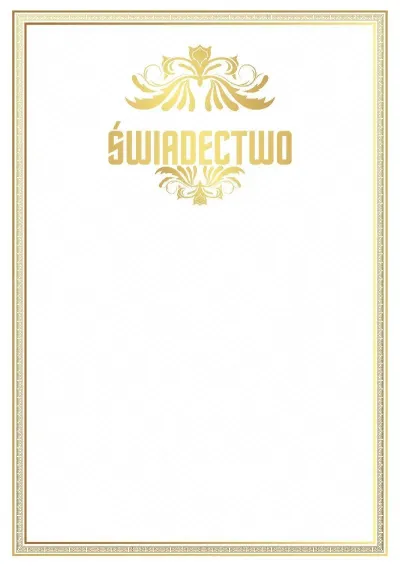 Szablon świadectwa „Złoty standard”