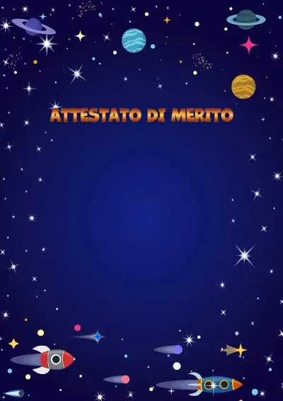 Modello di attestato per bambini «Volo spaziale»