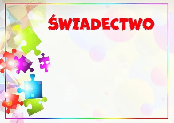 Szablon dziecięcego świadectwa «Kalejdoskop kolorów»