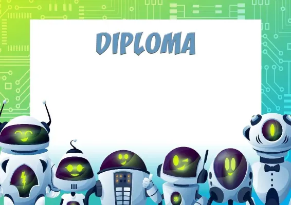 School diploma template «Robots are Friends»
