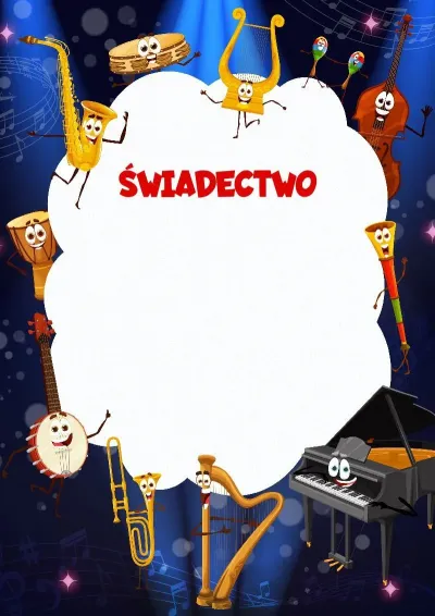 Szablon dziecięcego świadectwa «Pląsy»