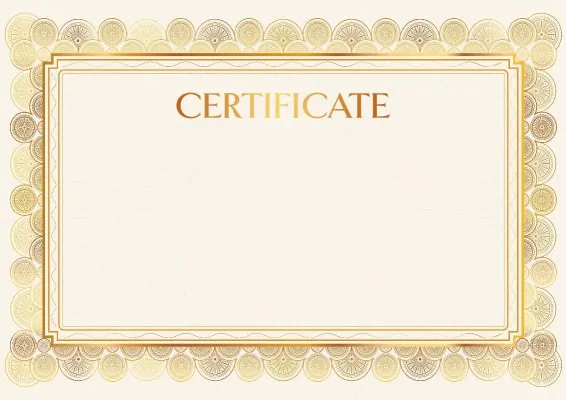 «Golden Radiance» certificate template