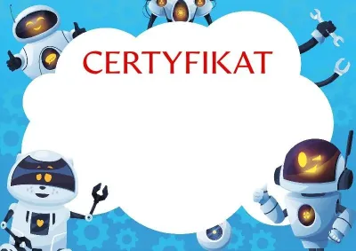 Szablon dziecięcego certyfikatu «Wesołe roboty»