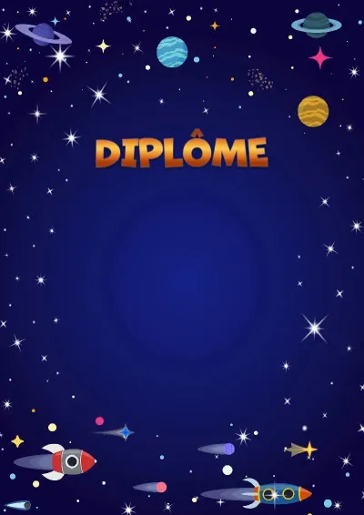 Modèle de diplôme pour enfant «Vol spatial»