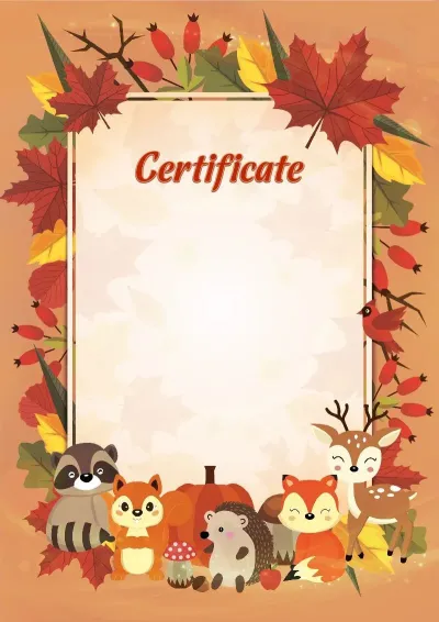 Children's Certificate Template 'Autumn Friends'