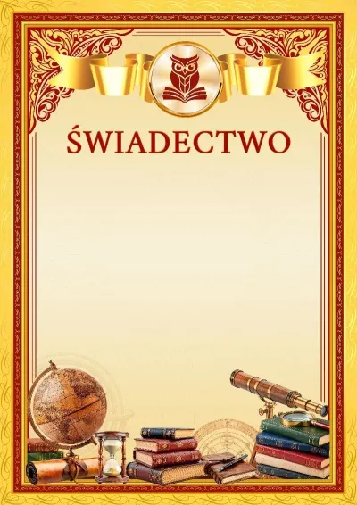 Szablon szkolnego świadectwa „Szczyty mistrzostwa”