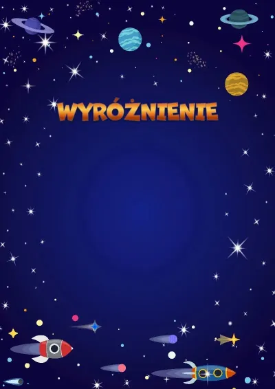 Szablon dziecięcego wyróżnienia «Kosmiczny lot»