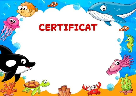 Șablon de certificat pentru copii «Prietenii subacvatici»