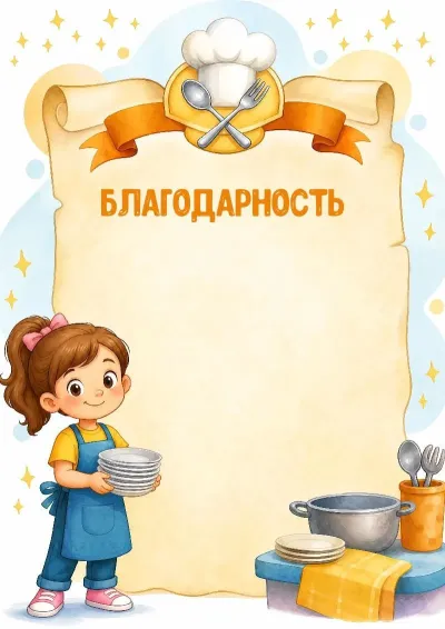 Шаблон благодарности «Хозяюшка и помощница»