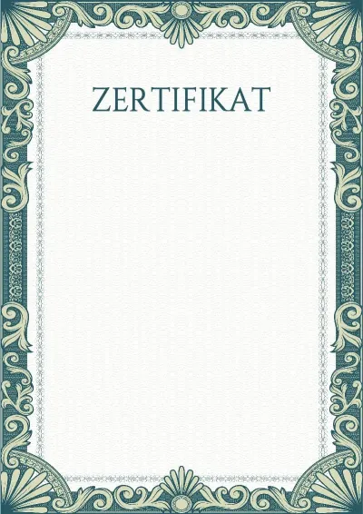 Künstlerische Zertifikat-Vorlage „Grüne Ärmel“