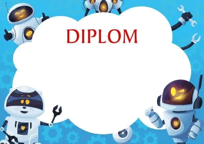 Kindervorlage für Diplom „Lustige Roboter“