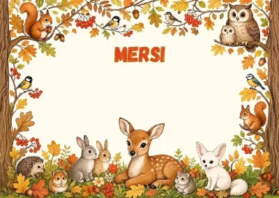 Modèle de lettre de remerciement pour enfants «Conte d'automne»