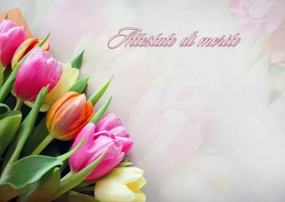 Modello di attestato artistico «Tulipani primaverili»