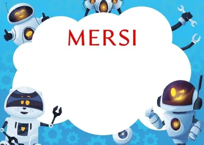 Modèle de lettre de remerciement pour enfants «Robots amusants»