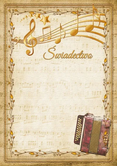 Szablon muzycznego świadectwa «Harmonia»