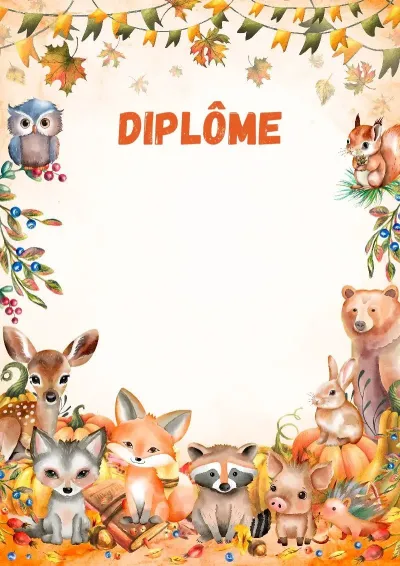 Modèle de diplôme pour enfants « Gardiens de la forêt »