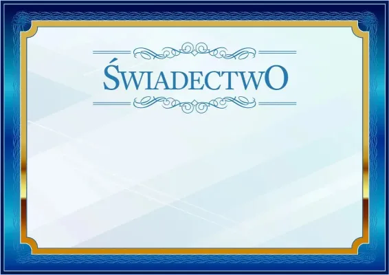 Szablon uroczystego świadectwa «Niebieski w złocie»