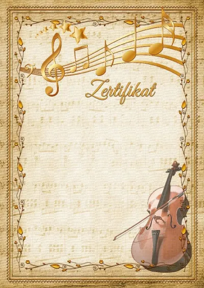 Musik-Zertifikatvorlage „Kontrabass“