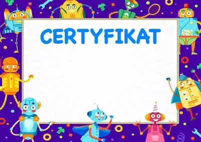 Szablon dziecięcego certyfikatu «Zabawne roboty»