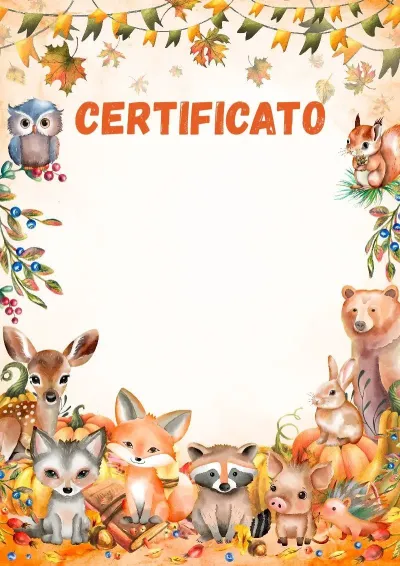 Modello di certificato per bambini «I Custodi del Bosco»