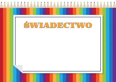 Szablon dziecięcego świadectwa «Tęczowe kredki»