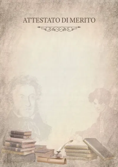 Modello di attestato scolastico 'I tempi di A.S. Pushkin'