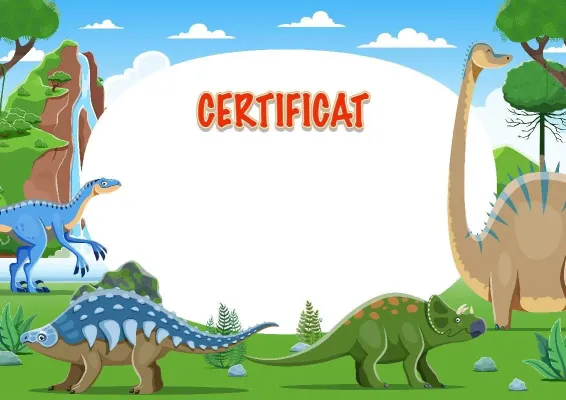 Modèle de certificat pour enfants «L'ère des dinosaures»