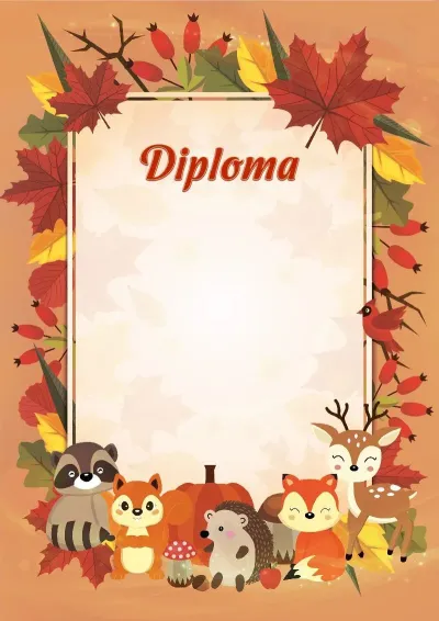 Children's Diploma Template 'Autumn Friends'