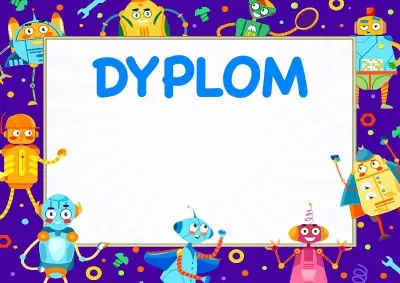 Szablon dziecięcego dyplomu «Zabawne roboty»