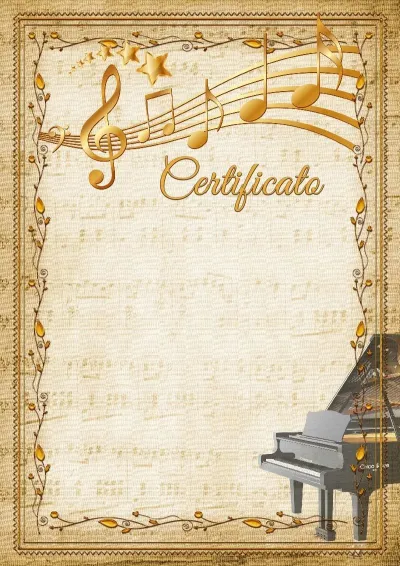 Modello di certificato musicale «Pianoforte a coda»