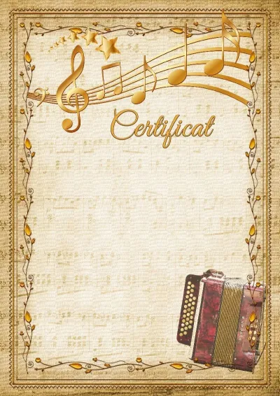 Șablon de certificat muzical «Acordeon»