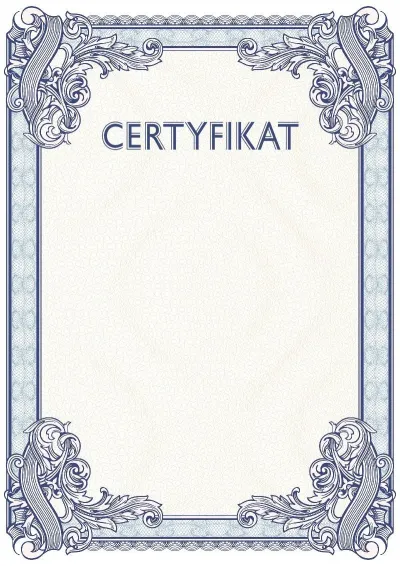 Szablon uroczystego certyfikatu nr 4