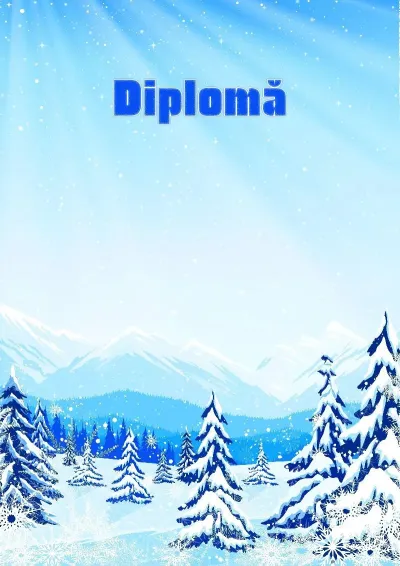 Șablon artistic de diplomă „Podgoria de iarnă”