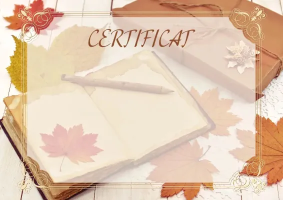 Șablon școlar pentru certificat „Căldura toamnei”